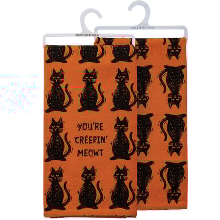 You're Creepin' Meowt Kitchen Towel - Cotton, Linen