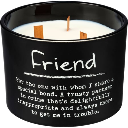 Friend Poetry Candle - Soy Wax, Glass, Wood