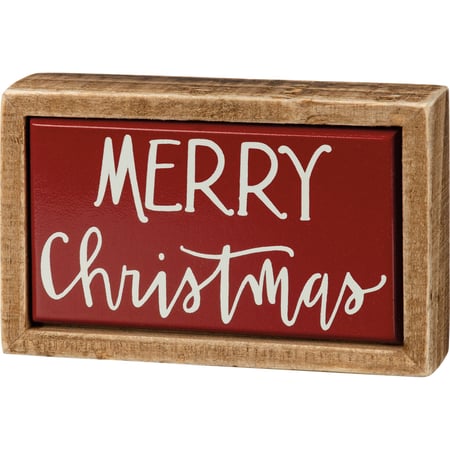 Merry Christmas Box Sign Mini - Wood
