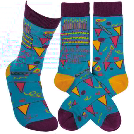 Awesome Birthday Girl Socks - Cotton, Nylon, Spandex