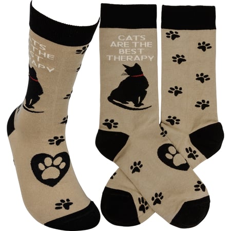 Cats Are The Best Therapy Socks - Cotton, Nylon, Spandex