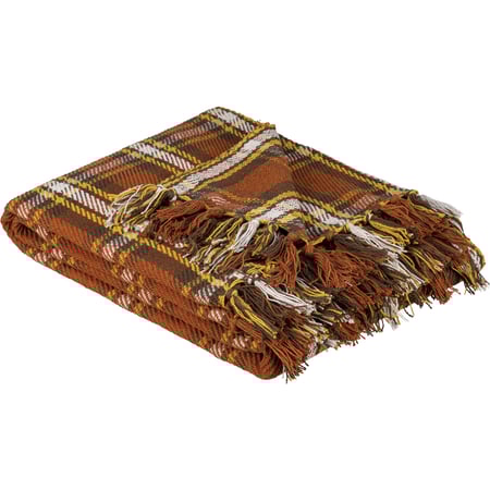 Plaid Fall Throw Blanket - Cotton