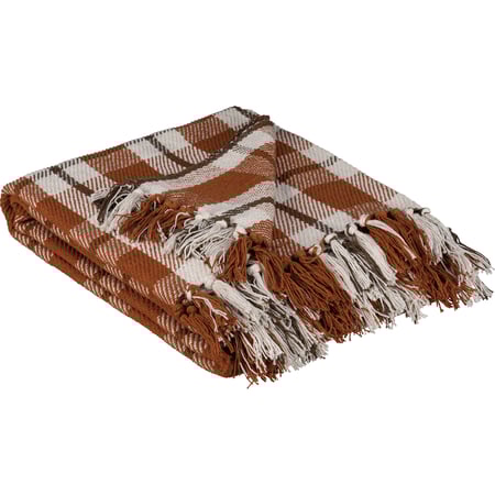 Orange Fall Plaid Throw Blanket - Cotton