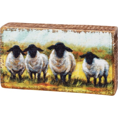 Sheep Block Sign - Wood
