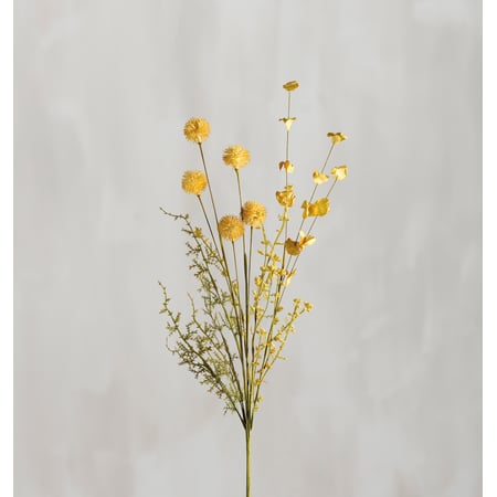 Mixed Yellow Floral Pick - Plastic, Fabric, Wire