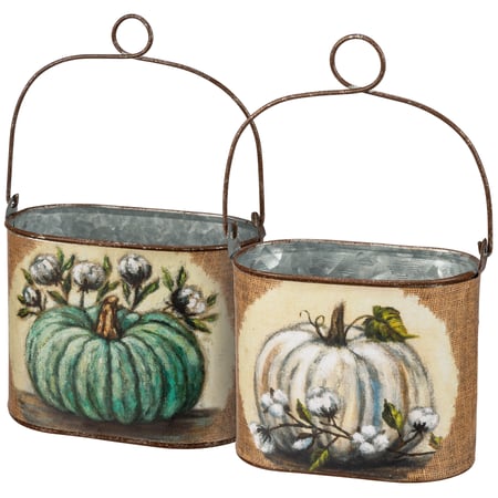 Pumpkins Bucket Set - Metal, Paper