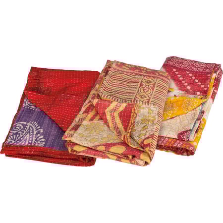 Multi Kantha Throw Blanket - Cotton