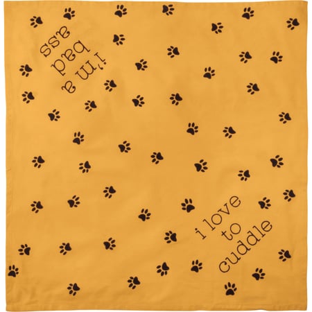 Bad Ass/Love to Cuddle Large Pet Bandana - Cotton