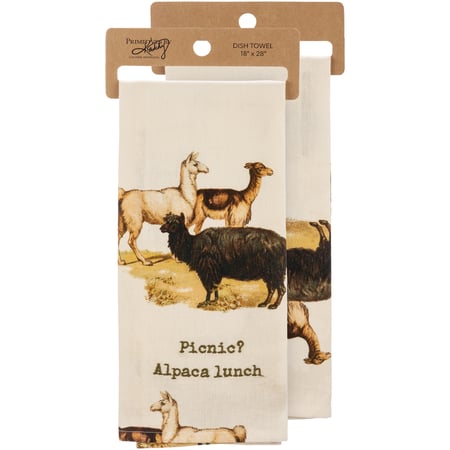 Picnic? Alpaca Our Lunch Kitchen Towel - Cotton, Linen
