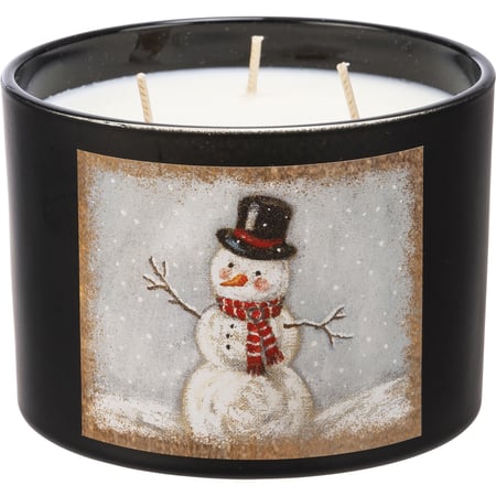 Snowman Candle - Soy Wax, Glass, Cotton
