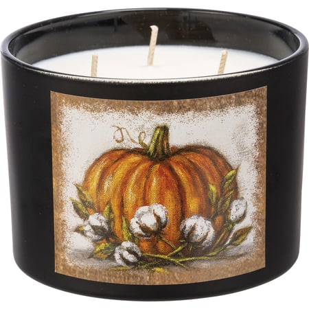 Orange Pumpkin Candle - Soy Wax, Glass, Cotton