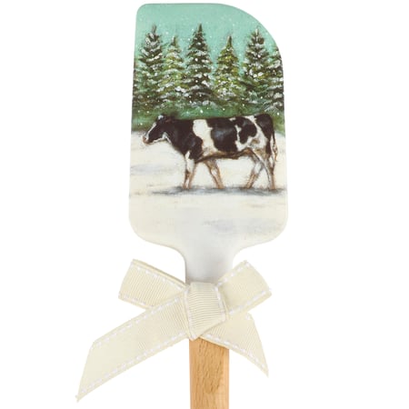 Winter Cow Spatula - Silicone, Wood