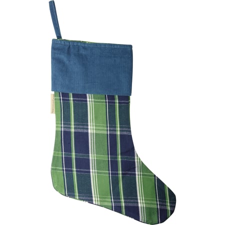 Blue Plaid Stocking - Corduroy, Cotton