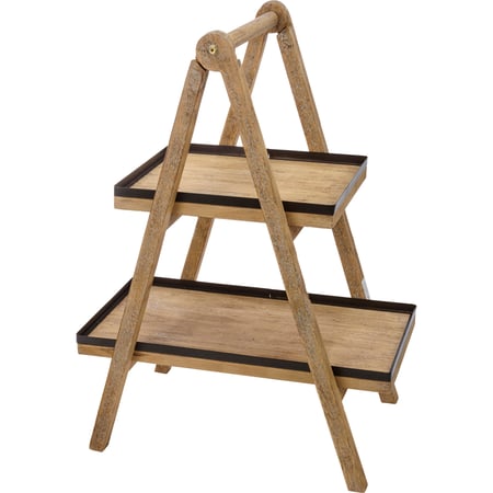 Two Tiered Ladder Tray - Wood, Metal