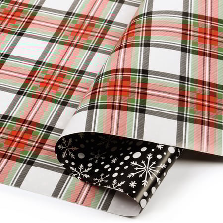 Cream Plaid Gift Wrap - Paper