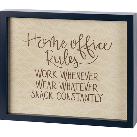 Home Office Rules Inset Box Sign - Wood