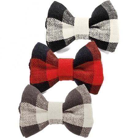 Buffalo Check Small Pet Bow Tie Set - Cotton, Hook-and-Loop Fastener