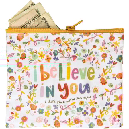 I Believe In You Zipper Wallet - Post-Consumer Material, Plastic, Metal