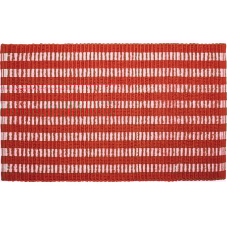 Orange Stripe Rug - Cotton, Latex skid-resistant backing