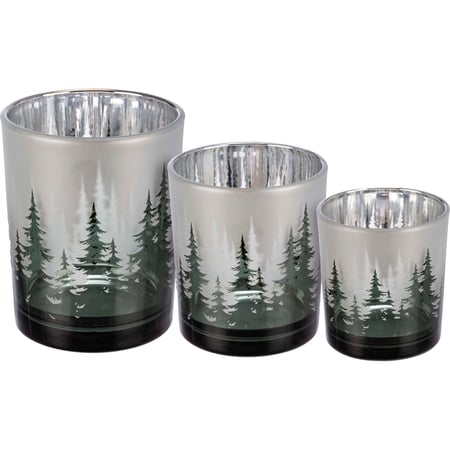 Trees Candle Holder Set - Glass