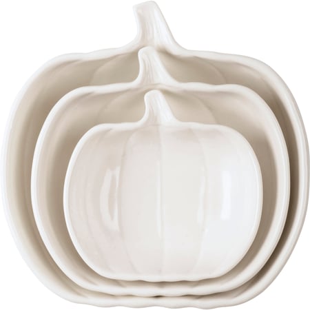 White Pumpkins Plate Set - Stoneware