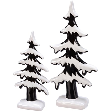Snowy Trees Figurine Set - Ceramic