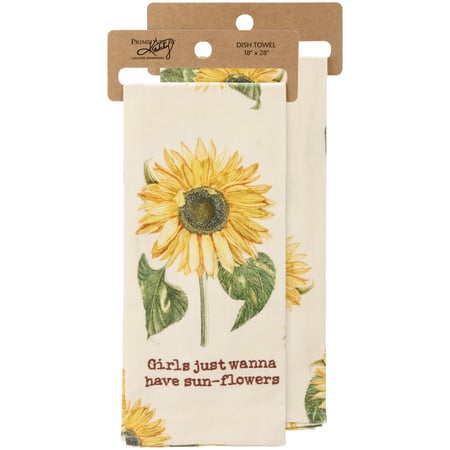 Girls Just Wanna Have Sunflowers Kitchen Towel - Cotton, Linen
