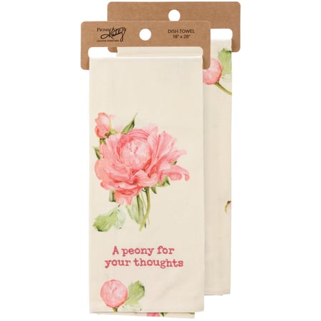 A Peony For Your Thoughts Kitchen Towel - Cotton, Linen