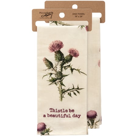 Thistle Be A Beautiful Day Kitchen Towel - Cotton, Linen