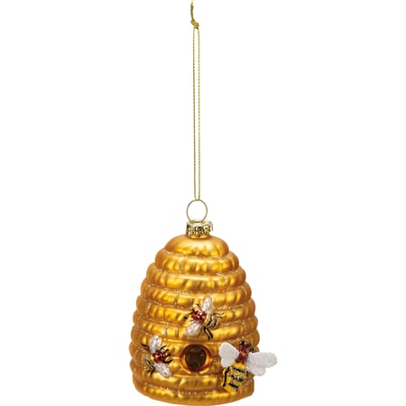 Glass Beehive Ornament - Glass, Metal, Glitter