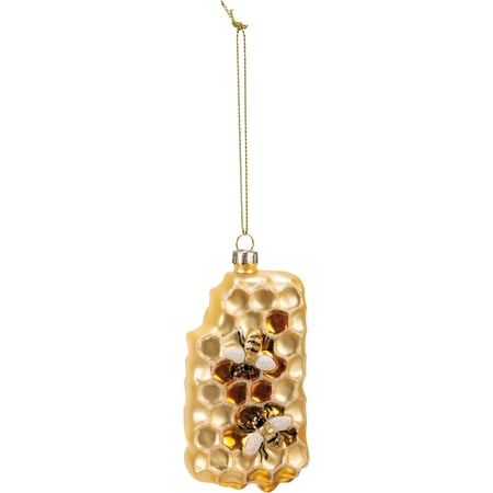 Glass Honeycomb Ornament - Glass, Metal, Glitter