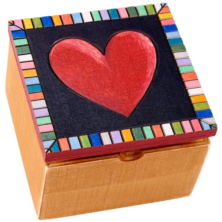 Heart Hinged Box - Wood, Metal