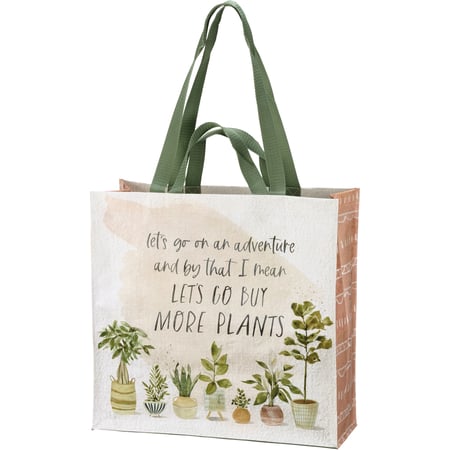 Let's Go Buy More Plants Market Tote - Post-Consumer Material, Nylon