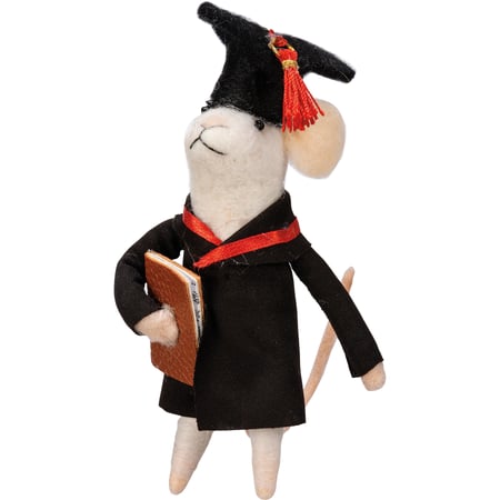 Graduate Mouse Critter - Felt, Polyester, Plastic, String