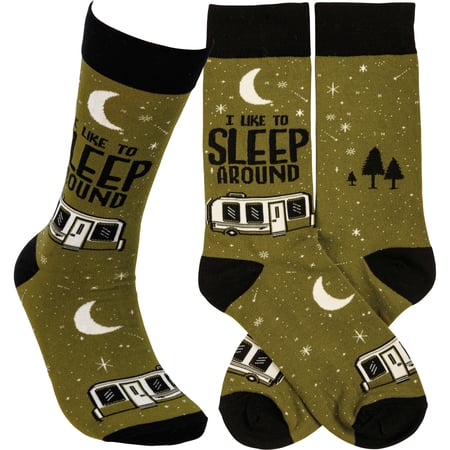 I Like To Sleep Around Socks - Cotton, Nylon, Spandex