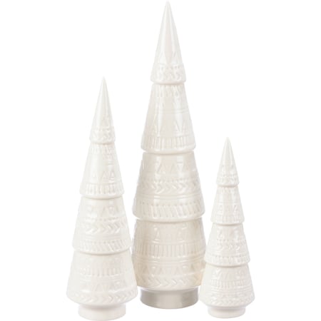 White Ceramic Christmas Tree Set - Ceramic