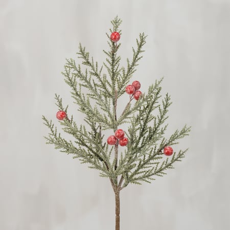 Glittered Pine Berries Floral Pick - Plastic, Wire, Glitter