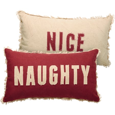 Naughty Nice Pillow - Canvas, Zipper