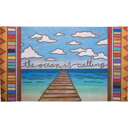 The Ocean Is Calling Rug - Polyester, PVC skid-resistant backing