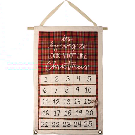 Beginning To Look Like Christmas Wall Countdown - Canvas, Cotton, Metal, Wood