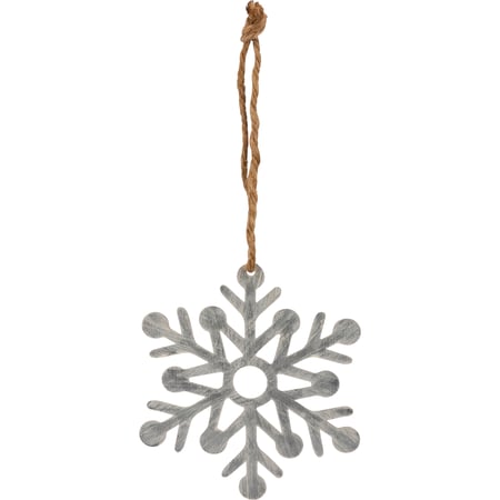 Metal Snowflake Ornament - Metal, Jute