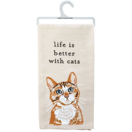 Life Is Better With Cats Kitchen Towel - Cotton, Linen