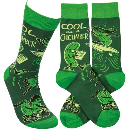 Cool As A Cucumber Socks - Cotton, Nylon, Spandex