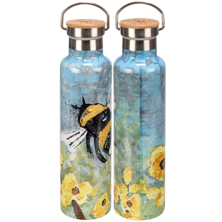 Bumblebee Insulated Bottle - Stainless Steel, Bamboo