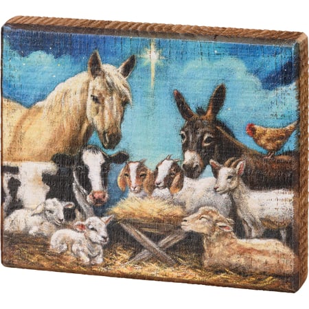 Nativity Block Sign - Wood
