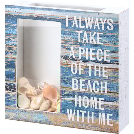 I Take A Piece Of The Beach With Me Shell Holder - Wood, Glass