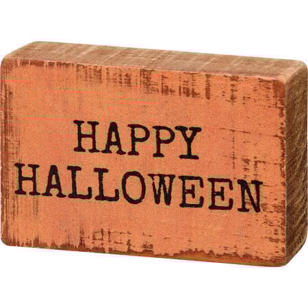 Happy Halloween Block Sign - Wood