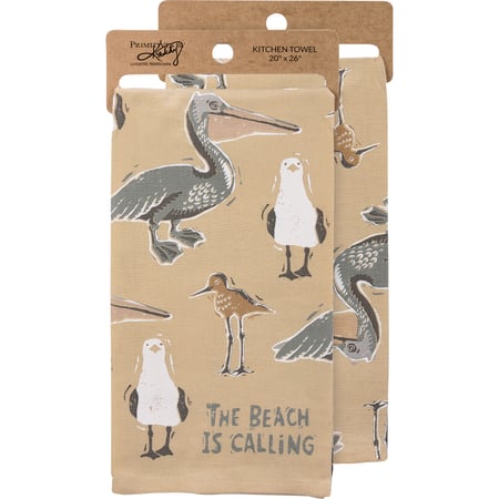 The Beach Is Calling Kitchen Towel - Cotton, Linen