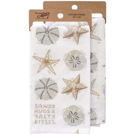 Sandy Hugs Salty Kisses Kitchen Towel - Cotton, Linen