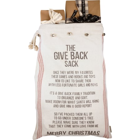 The Give Back Sack Merry Christmas Santa Sack - Cotton, Metal, Rope